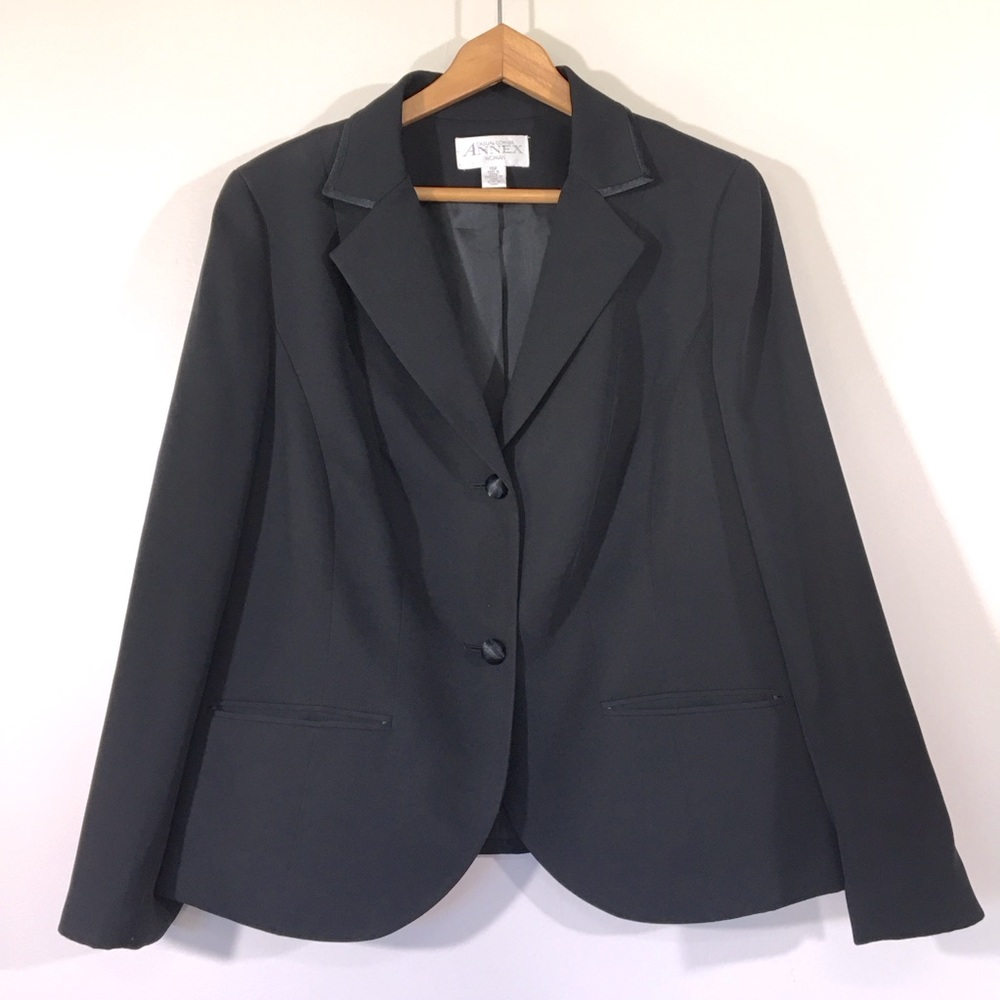 Annex‎ Black Two Button Notch Collar Womens Tuxedo Blazer Jacket Size 14W